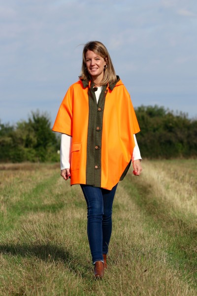 Cape Laveline réversible - Tweed vert carreaux bleus