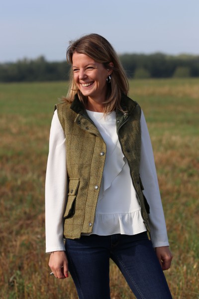 Gilet long femme 100% pure laine blanc