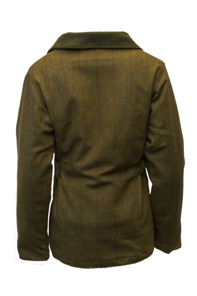 Manteau tweed femme vert carreaux rouges