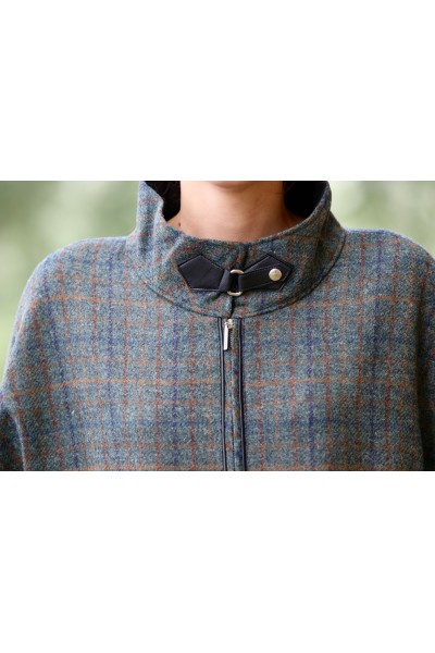 Veste cape 100% tweed - Vert