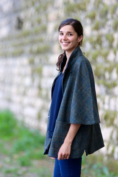 Veste cape 100% tweed - Vert