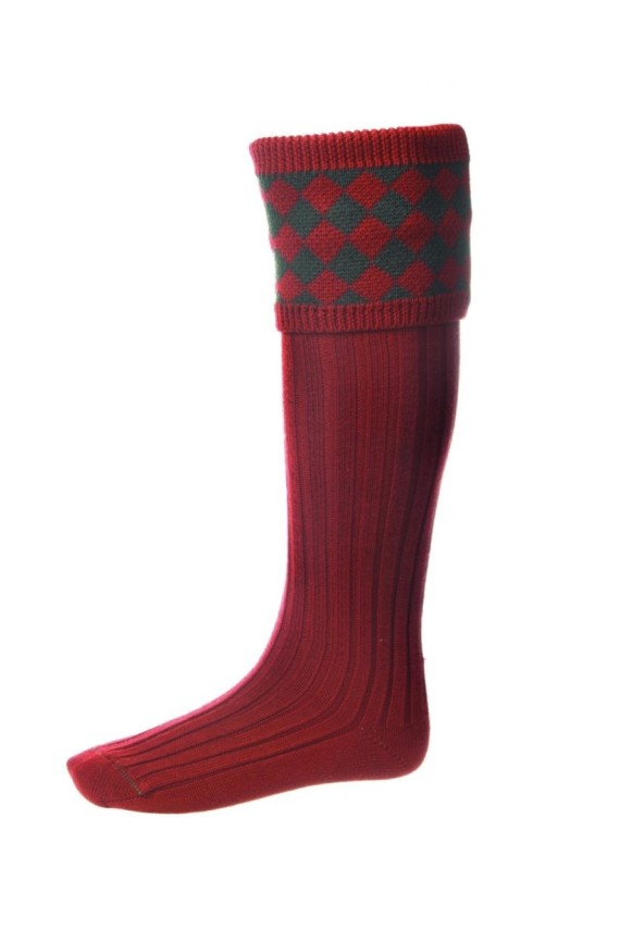 Chaussettes + Garters Rouge et Vert forêt