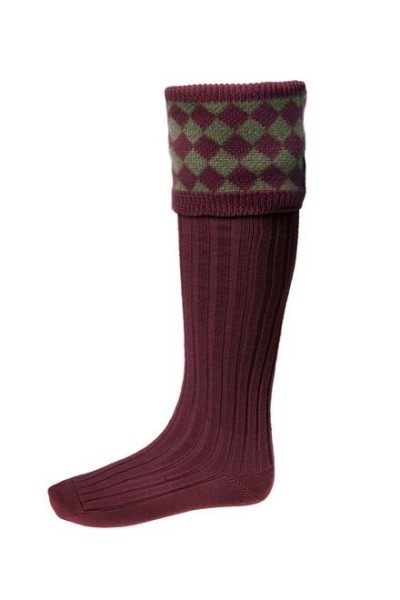 Chaussettes + Garters Bordeaux et Vert