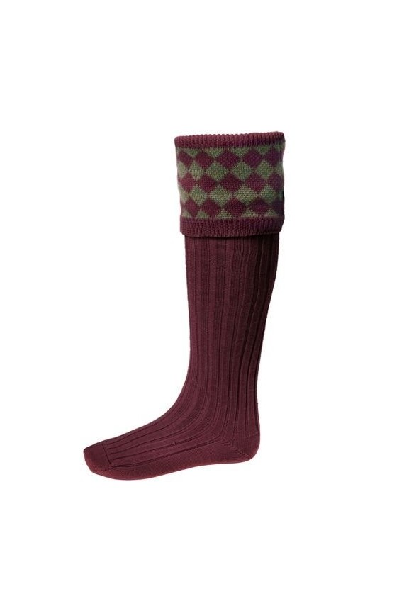 Chaussettes + Garters Bordeaux et Vert