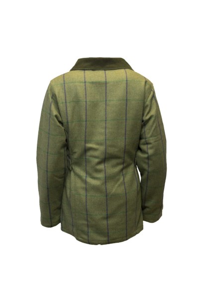 Manteau tweed femme vert clair carreaux prunes