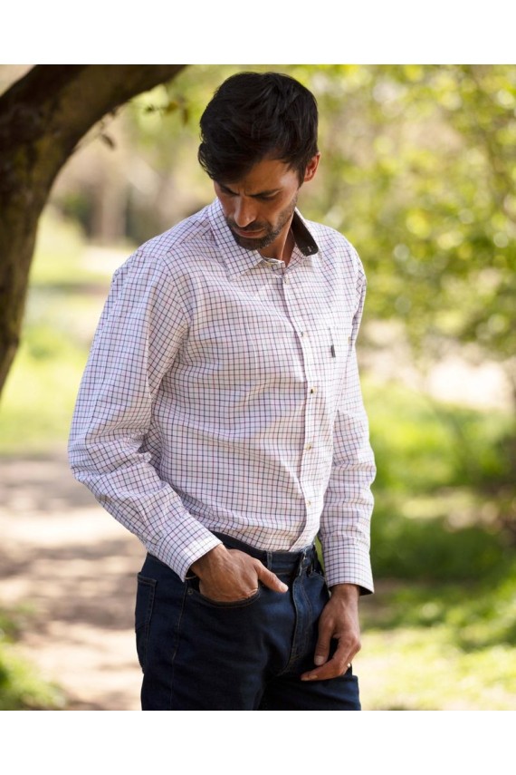 Chemise Homme PAL ZILERI 100% Coton - Taille 40 - Gris Pied-de-poule - Col Italien - Occasion Très Bon état
