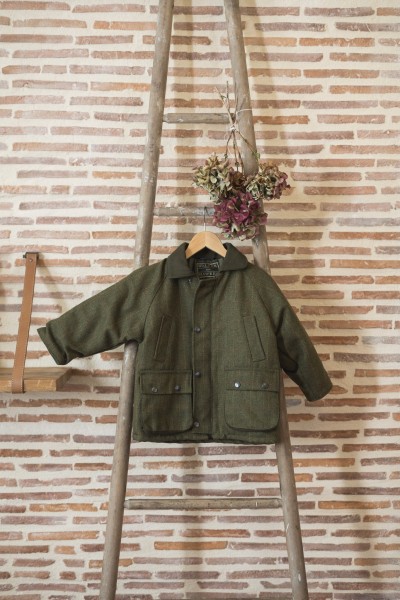 Manteau tweed enfant - dark sage