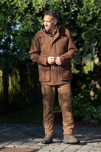 Manteau homme en toile imperméable marron  – Technique et pratique