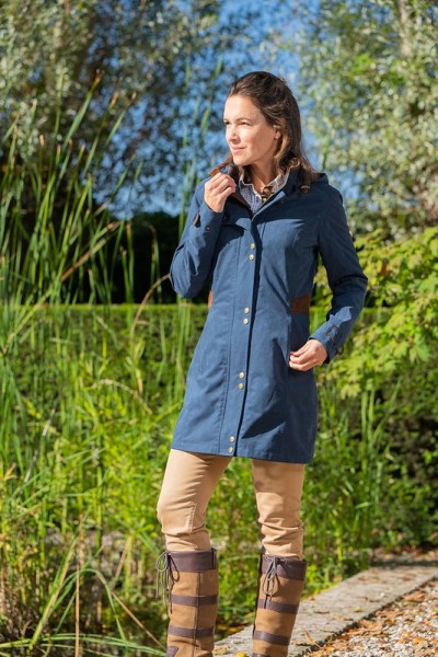 Manteau femme en toile - bleu marine