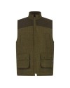 gilet en tweed vert foncé homme épaules moleskine