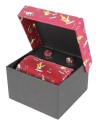 Coffret cravate et boutons de manchettes rouges