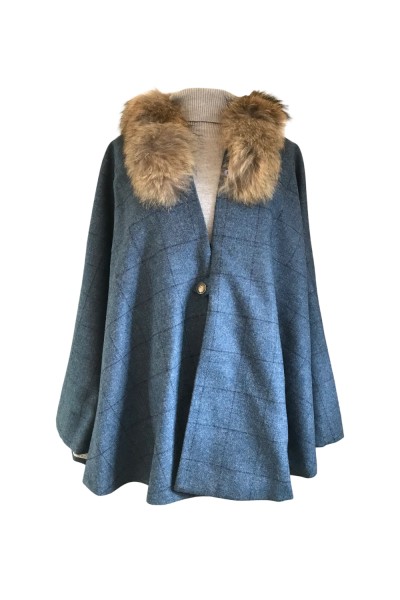 Cape Mahault – Tweed Bleu Marine à Carreaux | Élégance féminine et – Fabrication française