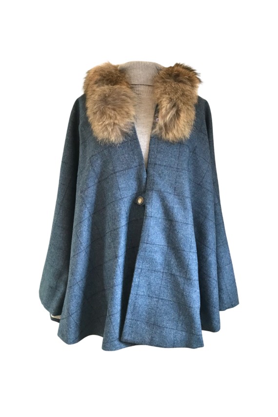 Cape Mahault – Tweed Bleu Marine à Carreaux | Élégance féminine et – Fabrication française