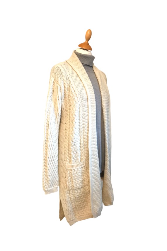 Gilet long femme Doolin 100% pure laine blanc