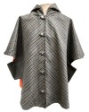 Cape Laveline réversible – Tweed Pied-de-Poule & Doublure Orange Haute Visibilité |Fabrication française