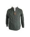 Pull Enfant Zippé Vert Forêt – Pure Laine Mérinos & Col Camionneur