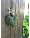 Porte-clés cœur tweed vert