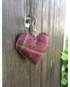 Porte-clés cœur tweed Bordeaux