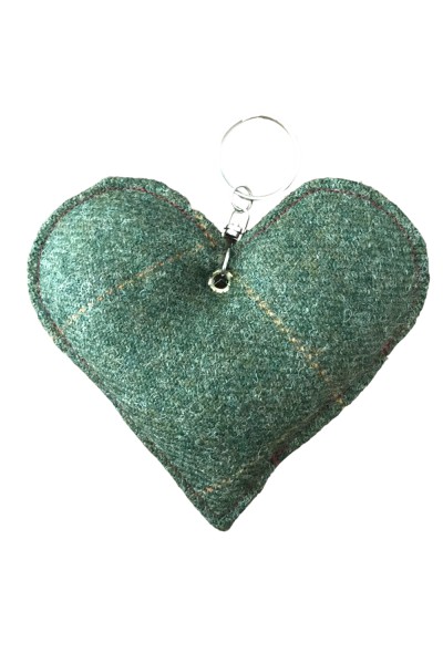 Porte-clés cœur tweed vert