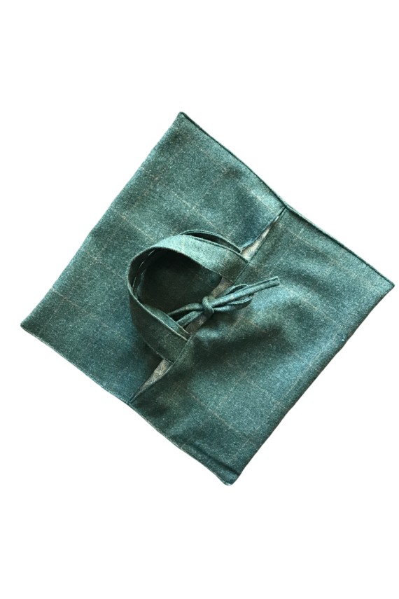 Sac à tarte en tweed vert – fait main en France, tweed anglais & doublure coton