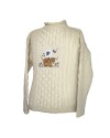 Pull Enfant Tricoté – Laine Mérinos Irlande – Blanc Cassé