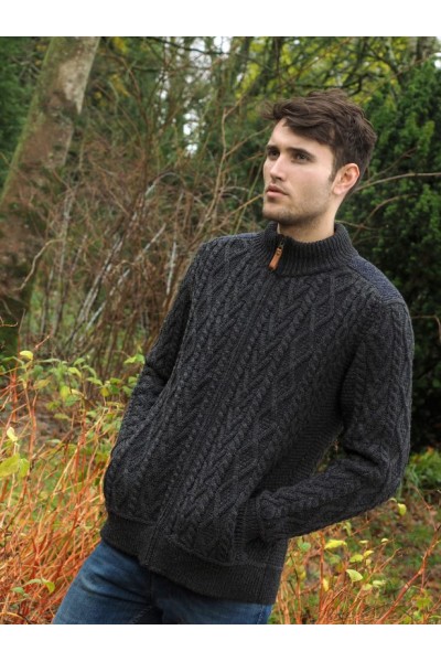 Gilet zippé laine homme – Gris anthracite | 100 % mérinos irlandais – style élégant & fonctionnel