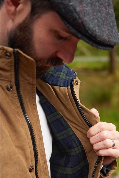 Manteau homme en toile imperméable beige | Fabriqué en Irlande – coupe classique & respirante
