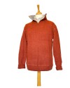 Pull tricoté orange zippé – Homme | 100 % laine mérinos – tricoté en Irlande