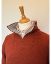 Pull tricoté orange zippé – Homme | 100 % laine mérinos – tricoté en Irlande