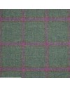 Cape Harriet – Tweed vert & rose | 100 % laine – col fourrure amovible – made in France