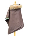 Cape Harriet – Tweed marron mocha | 100 % laine – col fourrure amovible – fabriquée en France