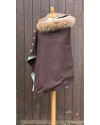 Cape Harriet – Tweed marron mocha | 100 % laine – col fourrure amovible – fabriquée en France