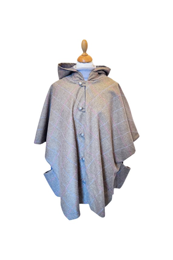 Cape Laveline CITY réversible – Tweed Nutatch | 100 % laine & côté imperméable – Élégance naturelle et confort toutes saisons