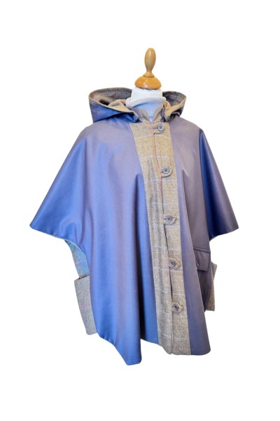 Cape Laveline CITY réversible – Tweed Nutatch | 100 % laine & côté imperméable – Élégance naturelle et confort toutes saisons