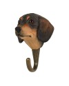 Patère Chien Teckel – bois sculpté & crochet métal bronze