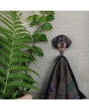 Patère Chien Teckel – bois sculpté & crochet métal bronze