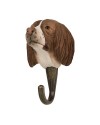 Patère Chien Springer – bois sculpté & peint à la main avec crochet métal bronze