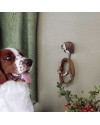 Patère Chien Springer – bois sculpté & peint à la main avec crochet métal bronze