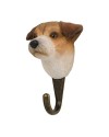Patère Chien Jack Russell – bois sculpté et peint à la main, crochet métal bronze (6,4 × 5,8 × 9,8 cm)