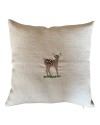 Coussin en lin naturel brodé faon – 35×35 cm