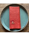 Lot de 4 serviettes en lin rouille brodées de champignons