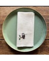 Lot de 4 serviettes en lin blanc brodées animaux des bois