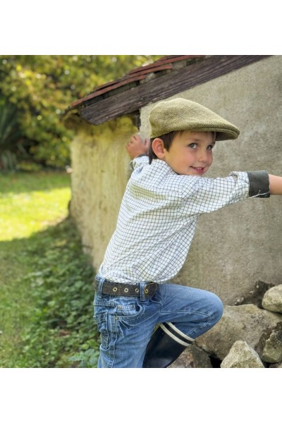 Chemise enfant à carreaux verts – 100 % coton | Style campagne chic junior