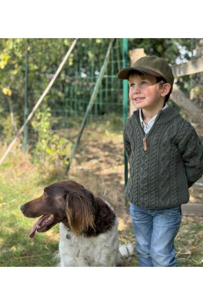 Casquette baseball enfant – Tweed Visière Cuir Véritable