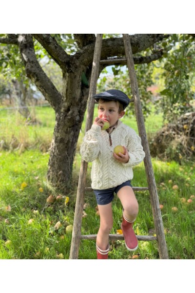 Pull Enfant Zippé Blanc – Laine Douce & Fermeture Pratique