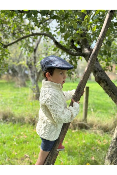 Casquette enfant – Tweed bleu | Élégance coupe vintage