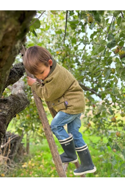 Manteau Enfant en Tweed Vert Clair – Élégance & Confort