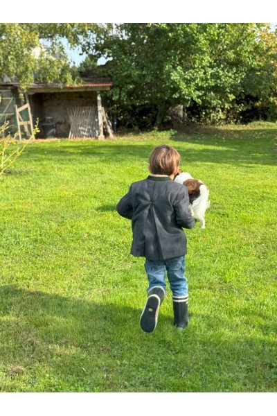Veste autrichienne traditionnelle enfant en laine anthracite