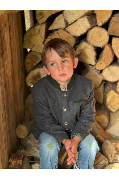 Veste autrichienne traditionnelle enfant en laine anthracite