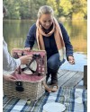 Écharpe rouille et blanc cassé – 100 % laine d’agneau, confection au Pays de Galles